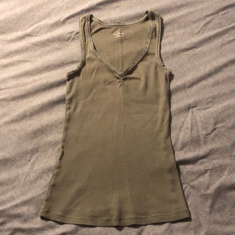 Express Sexy Basic Tank with Silver and Army Green Lace, Size XS